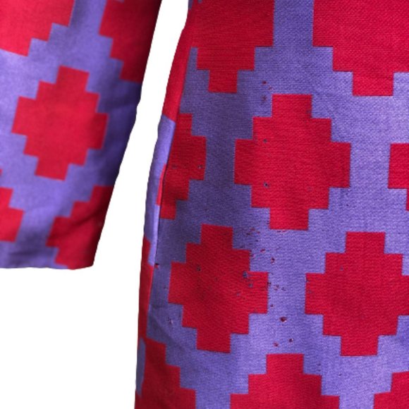 Vtg 50s/60s Silk Geometric Print Funnel Neck Topper Jacket Coat Dress Lou-Ette - Picture 12 of 15